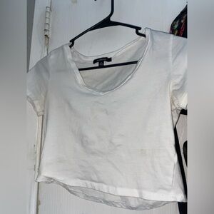 White V-Neck Cropped Top